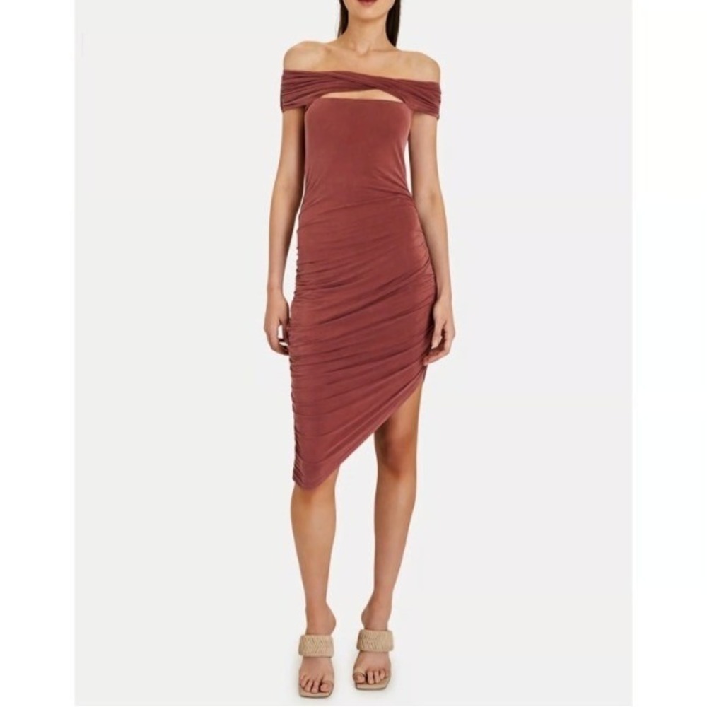 Jonathan Simkhai Divya Slinky Jersey Off Shoulder Dress Plum Medium NWT